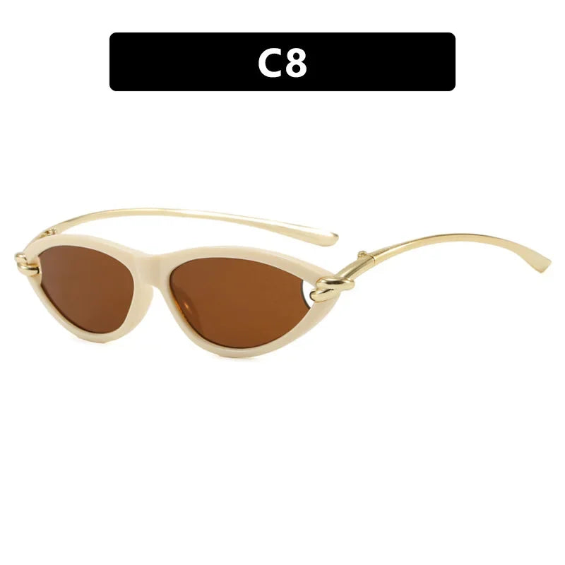 New Personalized Cat-eye Knots Sunglasses Metal UV400 Protection Stage Performances Walk The Show Unisex Shades Glasses