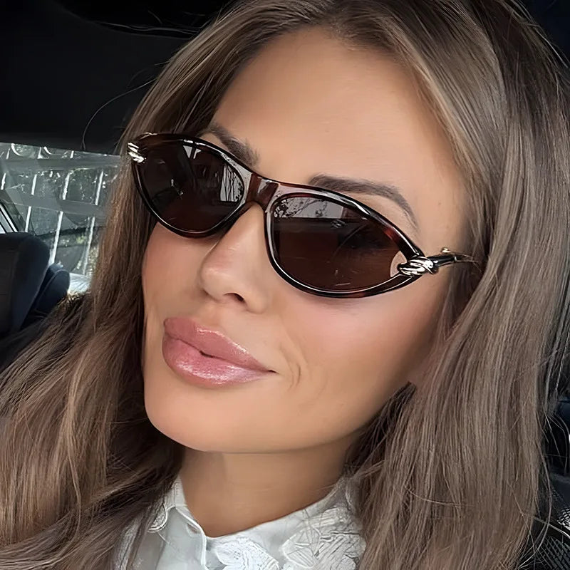 New Personalized Cat-eye Knots Sunglasses Metal UV400 Protection Stage Performances Walk The Show Unisex Shades Glasses