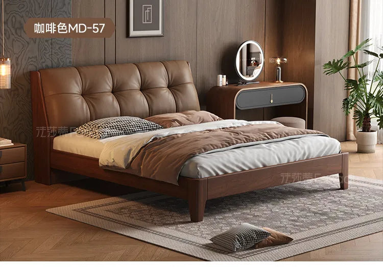 Black Headboard Double Bed Aesthetic Frame Full Wooden Luxury Modern Double Beds Floor Adult Queen Size Bedroom Furniture Sets