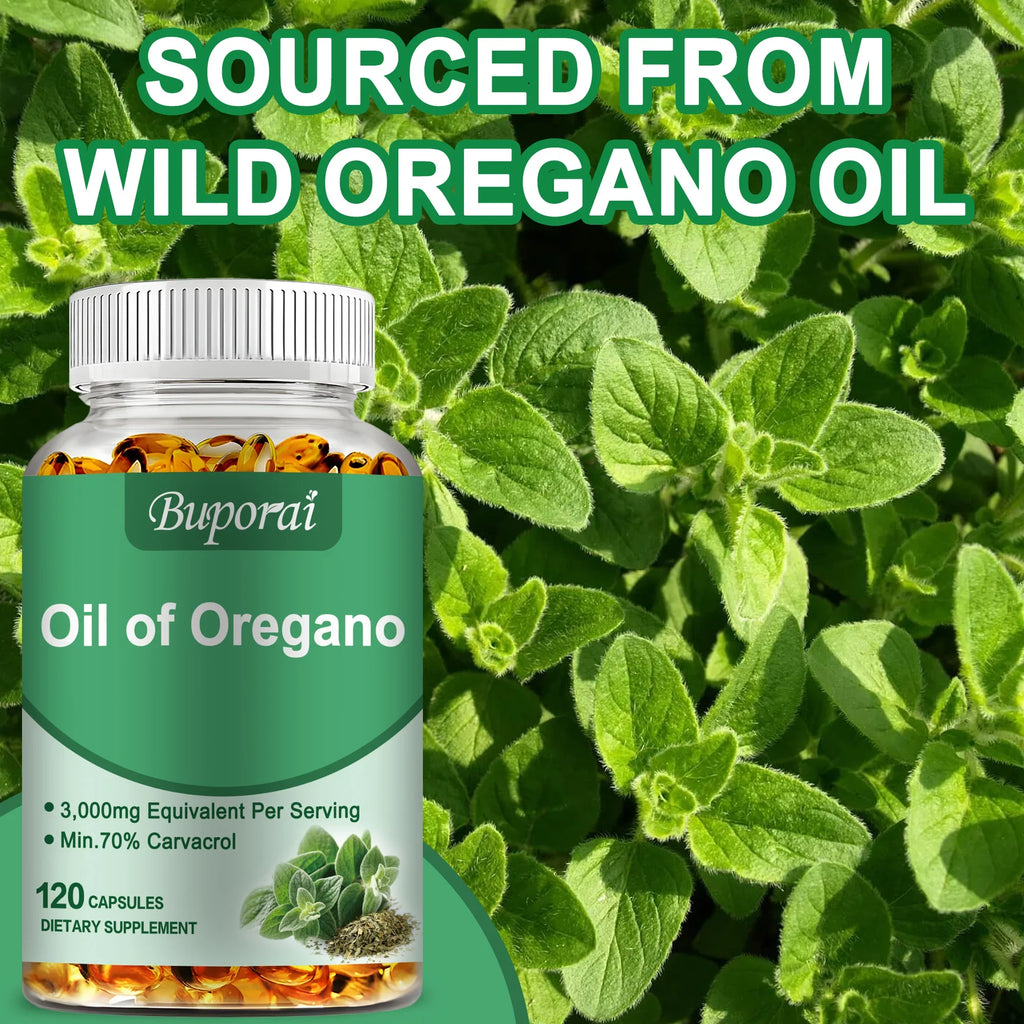 Oil of Oregano Capsules - Support Digestion, Intestinal Health, Immune System, Antioxidant - 120 Capsules