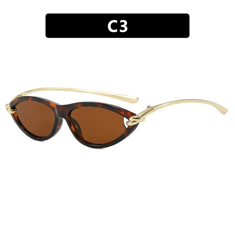 New Personalized Cat-eye Knots Sunglasses Metal UV400 Protection Stage Performances Walk The Show Unisex Shades Glasses
