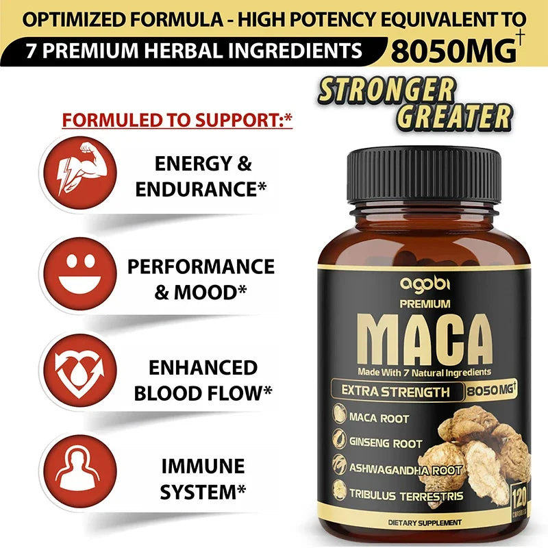 Balincer Men's Black Maca Supplement - Ginseng Supplement for Health, Energy and Endurance, Muscle Mass
