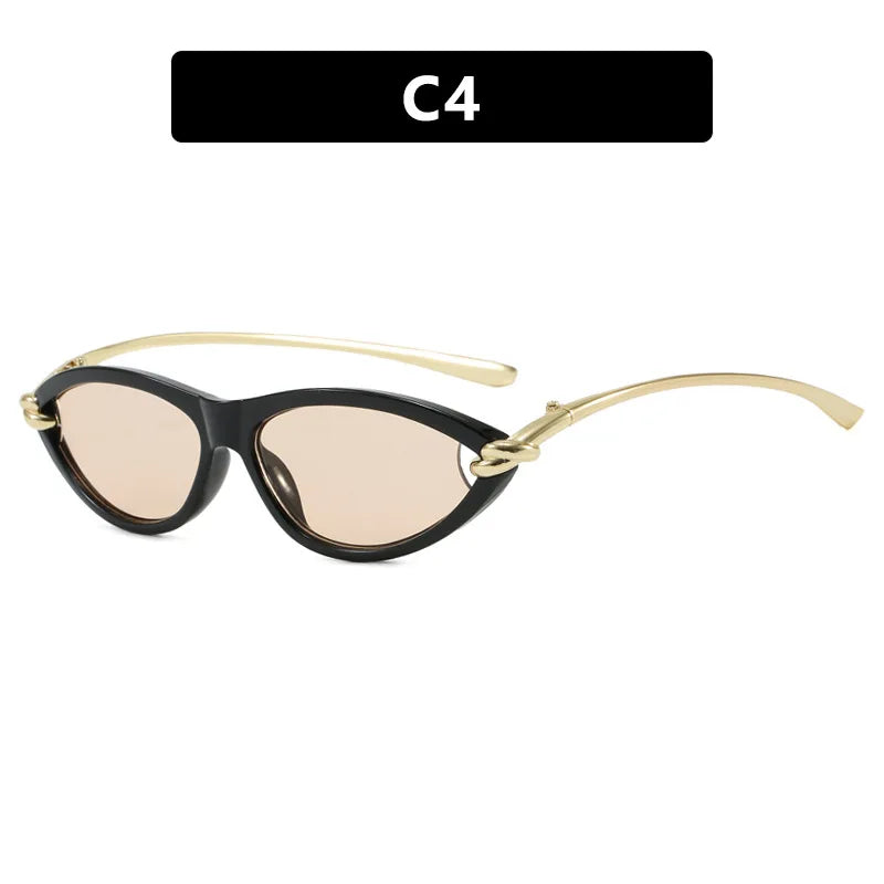 New Personalized Cat-eye Knots Sunglasses Metal UV400 Protection Stage Performances Walk The Show Unisex Shades Glasses