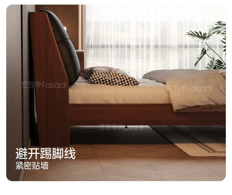 Black Headboard Double Bed Aesthetic Frame Full Wooden Luxury Modern Double Beds Floor Adult Queen Size Bedroom Furniture Sets