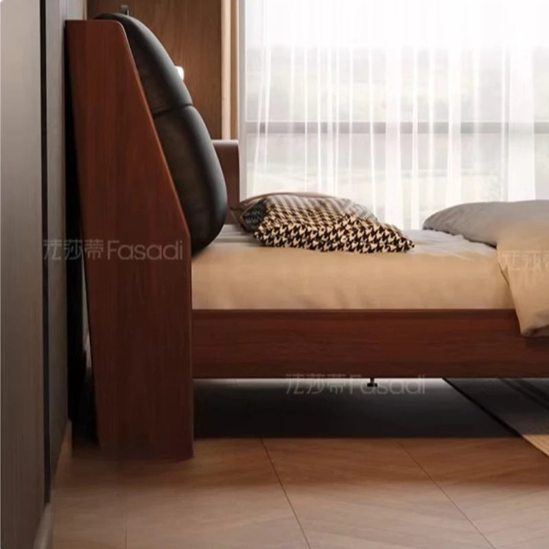 Black Headboard Double Bed Aesthetic Frame Full Wooden Luxury Modern Double Beds Floor Adult Queen Size Bedroom Furniture Sets