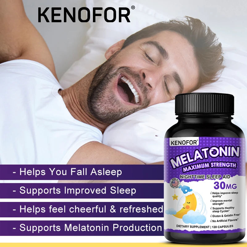 Melatonin Capsules 30mg - Promote Falling Asleep Quickly, Calm The Mind, Natural Sleep Aid Supplement
