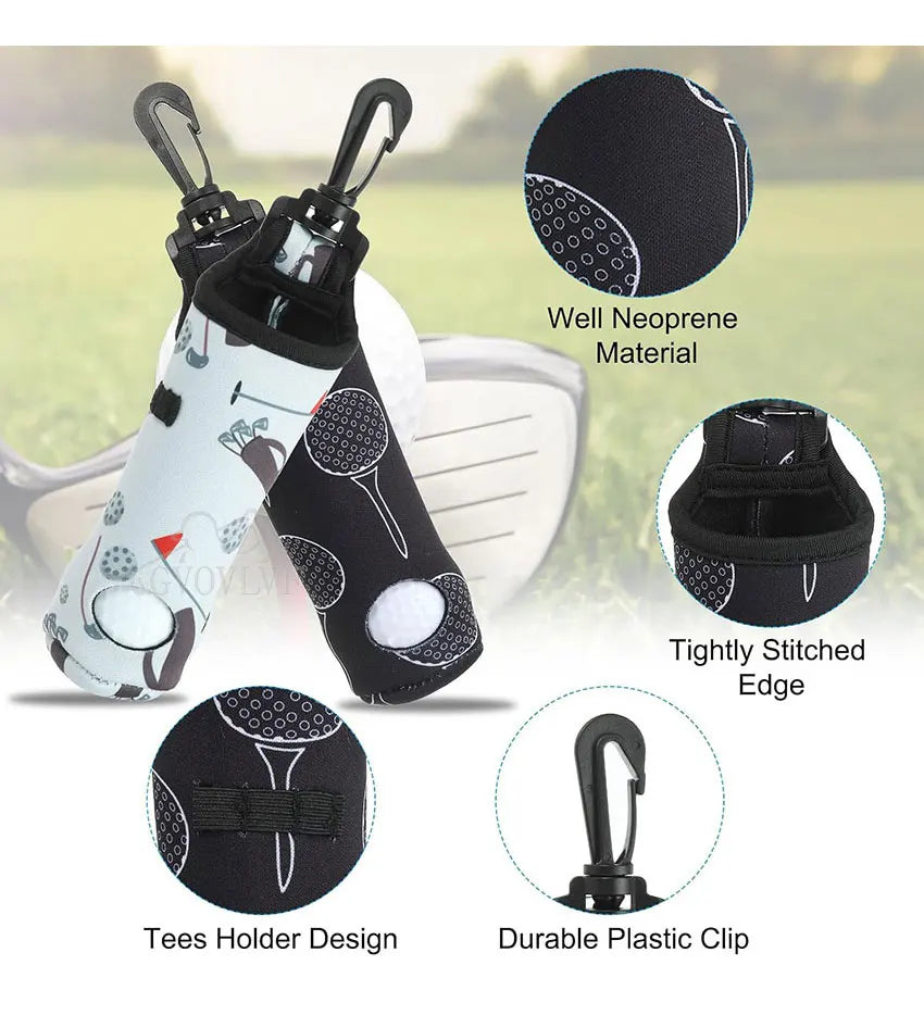 1pc Golf Ball Bag with Hanging Clip Buckle for 3 Golf Balls Golf Ball Storage Bag Portable Golf Tee Bag Golf Accessories