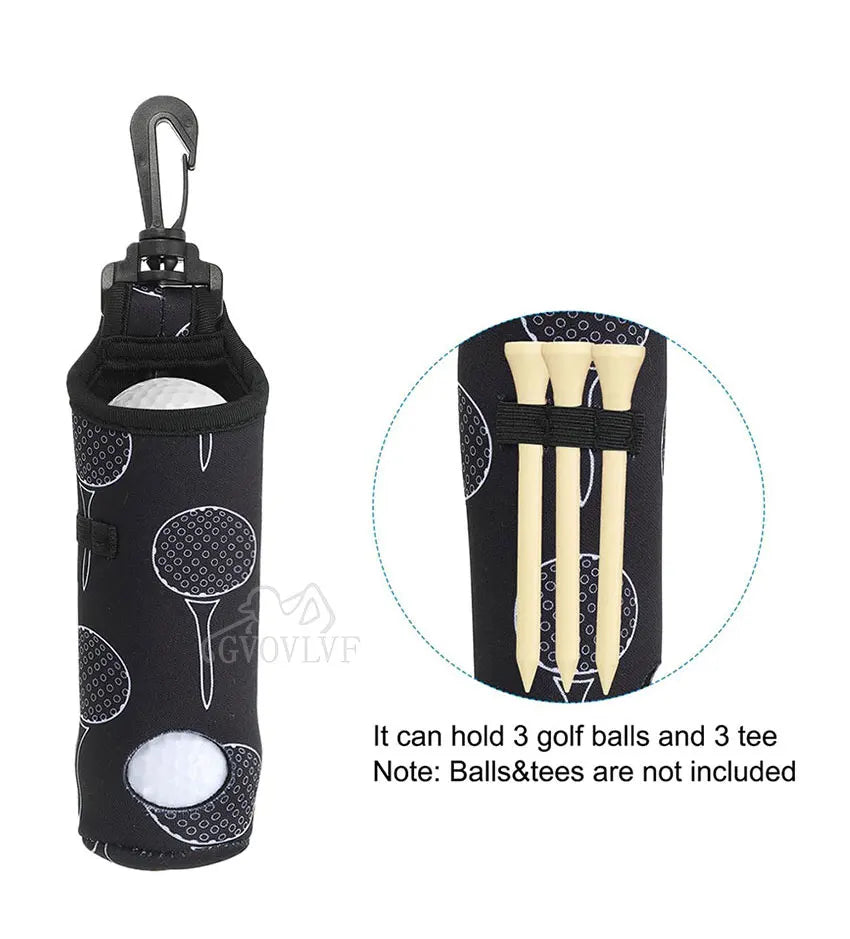 1pc Golf Ball Bag with Hanging Clip Buckle for 3 Golf Balls Golf Ball Storage Bag Portable Golf Tee Bag Golf Accessories