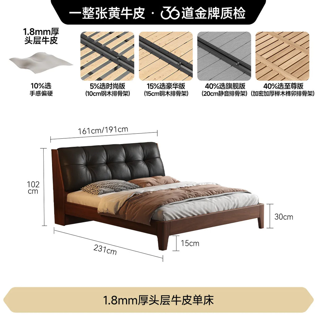Black Headboard Double Bed Aesthetic Frame Full Wooden Luxury Modern Double Beds Floor Adult Queen Size Bedroom Furniture Sets