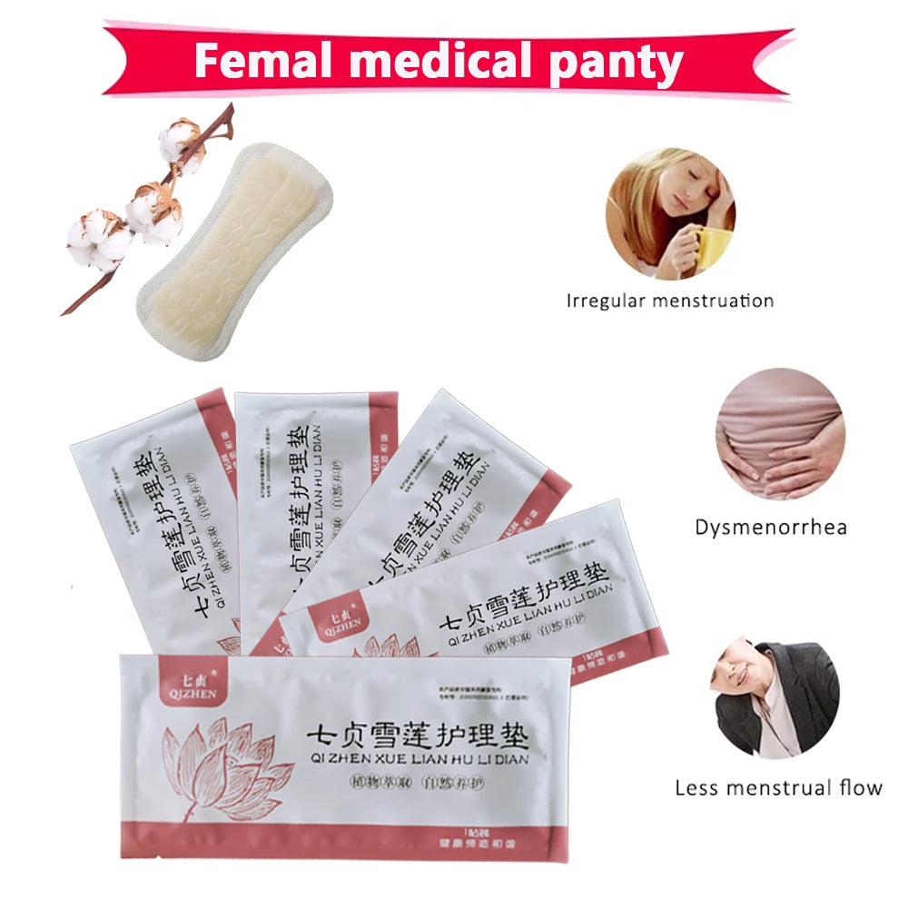 50pcs Chinese Herbal Gynecological Pads Medicine Tampons Vaginal Infection Silver-ion Gynecol Cure Care Medicated Sanitary Pads