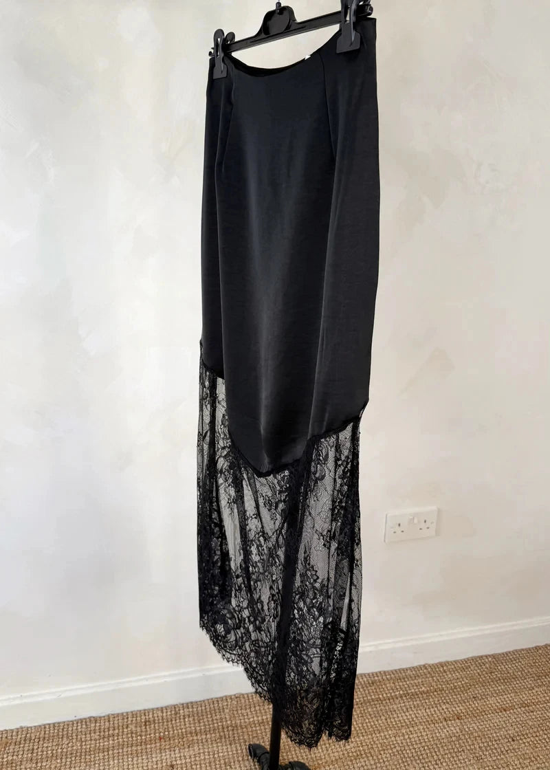 Tuularose Vintage Lace Skirts Fashion Lace Patchwork Sexy See Through Skirts High Street Elegant Party Streetwear Women's Skirts