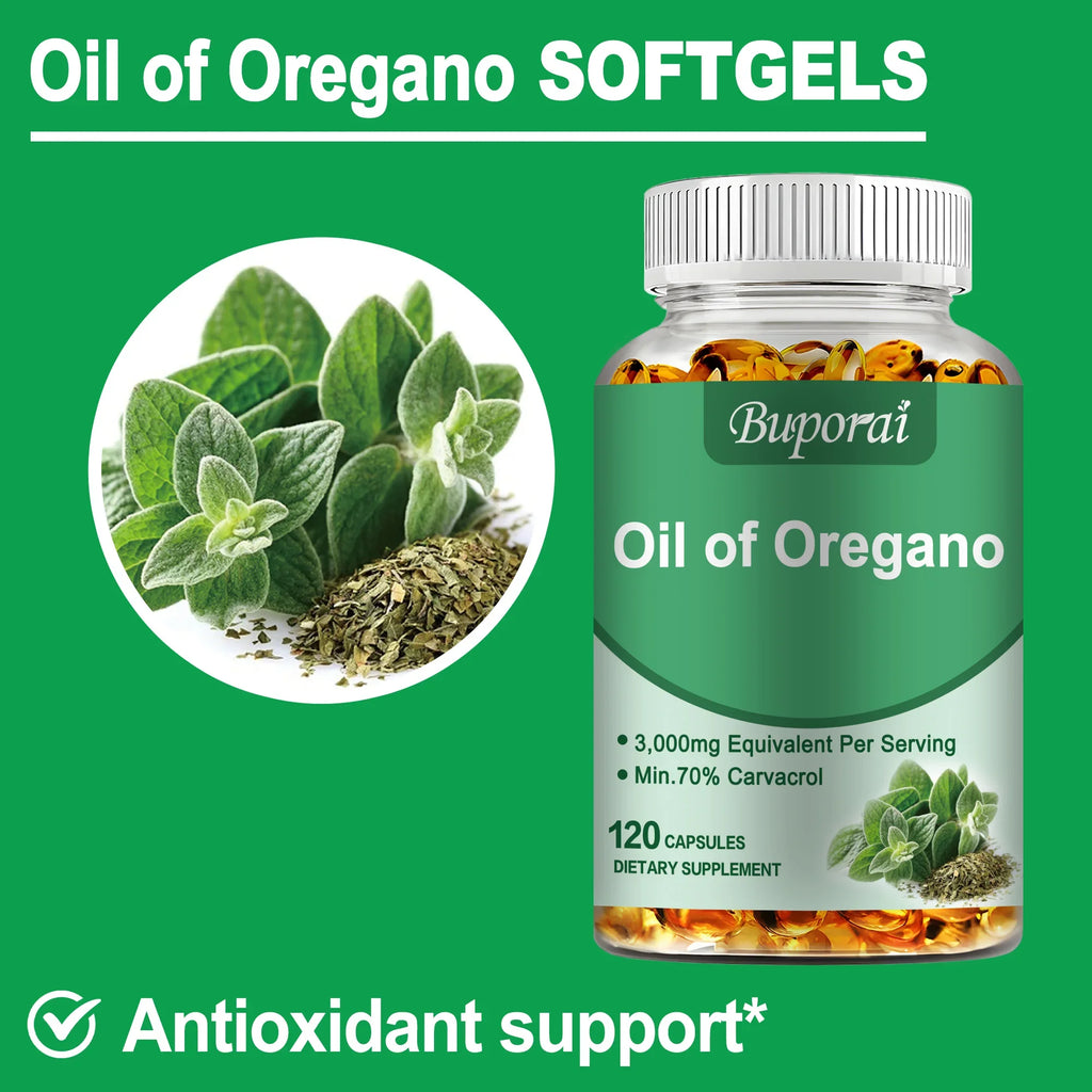 Oil of Oregano Capsules - Support Digestion, Intestinal Health, Immune System, Antioxidant - 120 Capsules