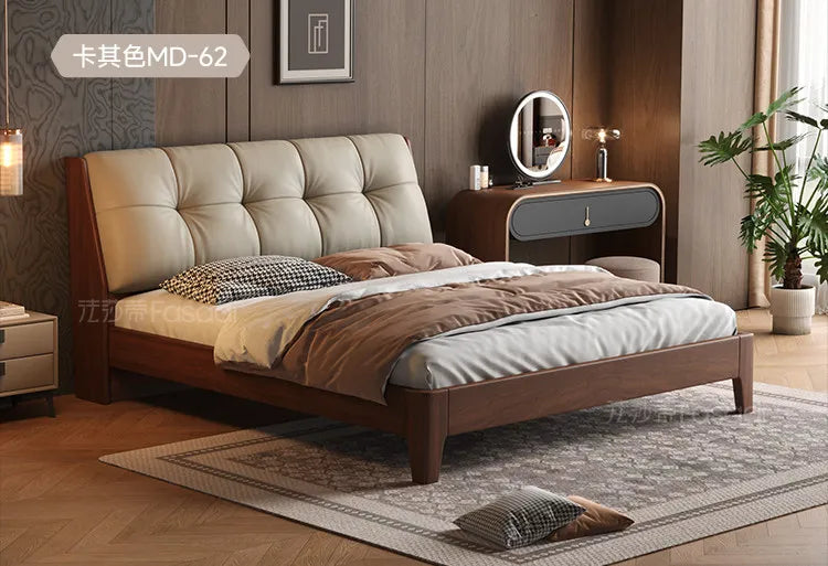 Black Headboard Double Bed Aesthetic Frame Full Wooden Luxury Modern Double Beds Floor Adult Queen Size Bedroom Furniture Sets