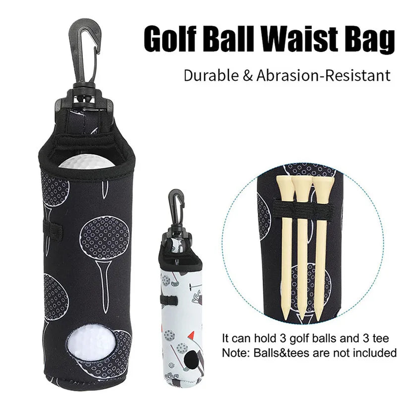 1pc Golf Ball Bag with Hanging Clip Buckle for 3 Golf Balls Golf Ball Storage Bag Portable Golf Tee Bag Golf Accessories
