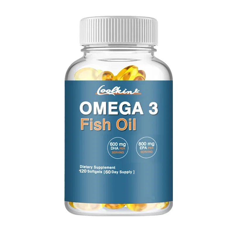 Omega 3 Fish Oil 2000mg - With EPA And DHA, 3x Strength, Highest Potency, Supports Brain & Heart Health - 120 Capsules