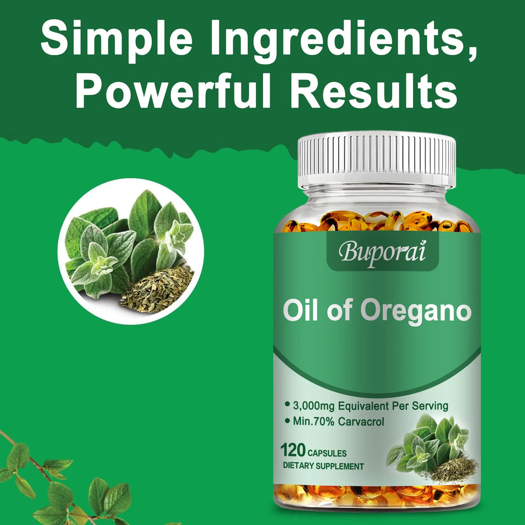 Oil of Oregano Capsules - Support Digestion, Intestinal Health, Immune System, Antioxidant - 120 Capsules