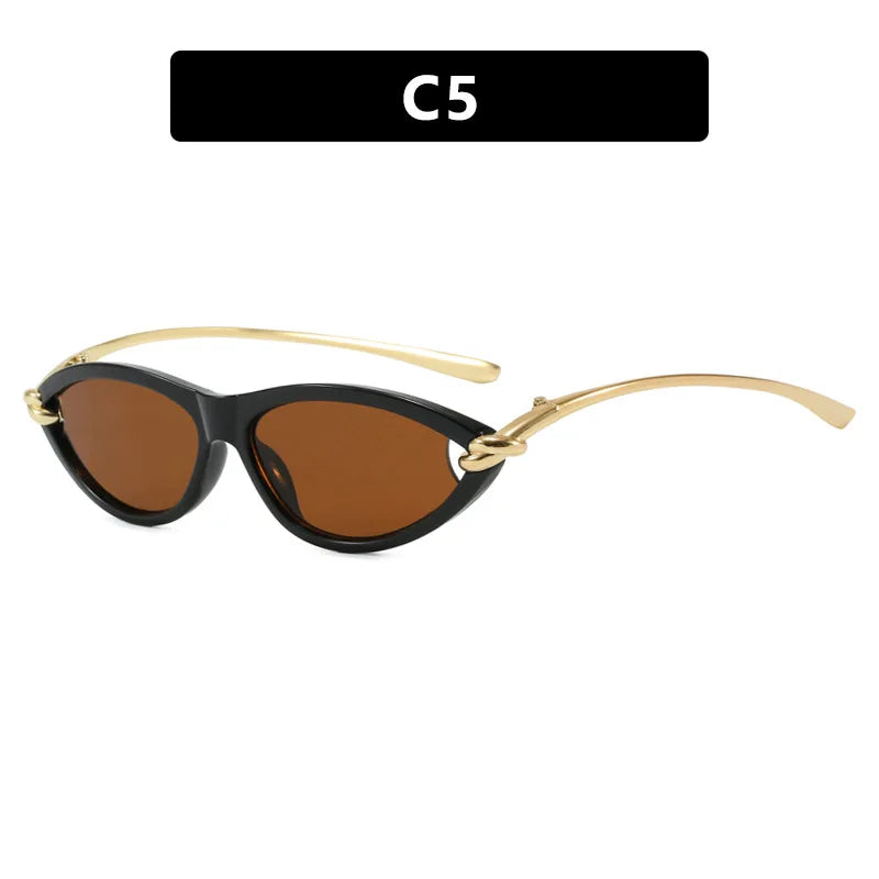New Personalized Cat-eye Knots Sunglasses Metal UV400 Protection Stage Performances Walk The Show Unisex Shades Glasses