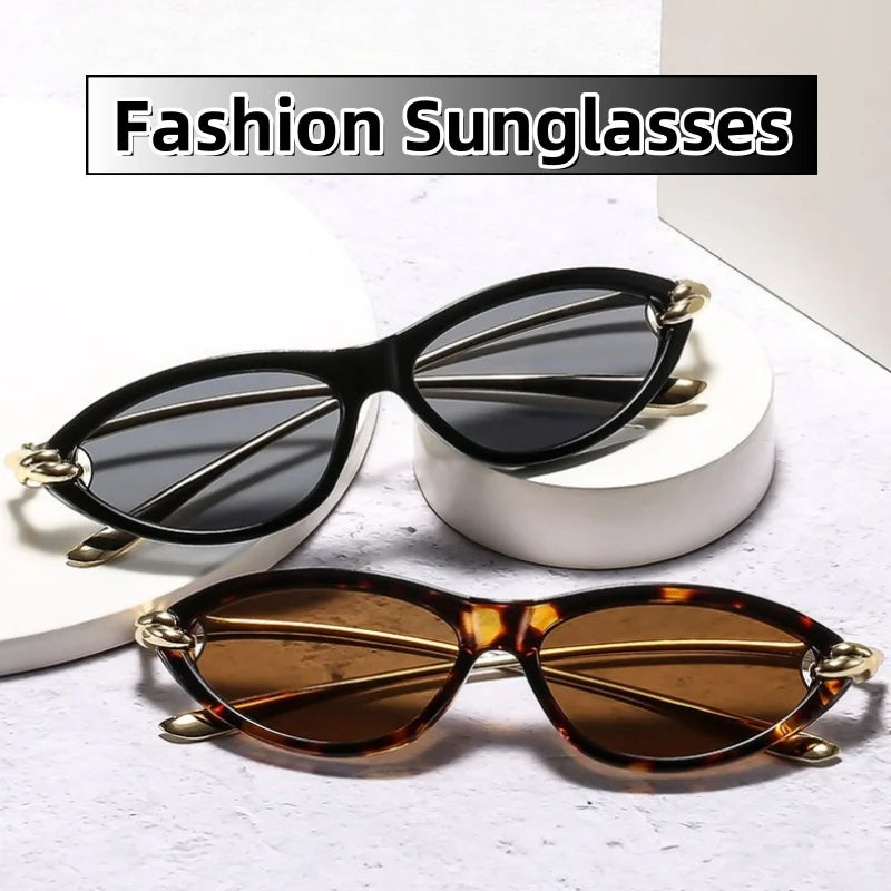 New Personalized Cat-eye Knots Sunglasses Metal UV400 Protection Stage Performances Walk The Show Unisex Shades Glasses