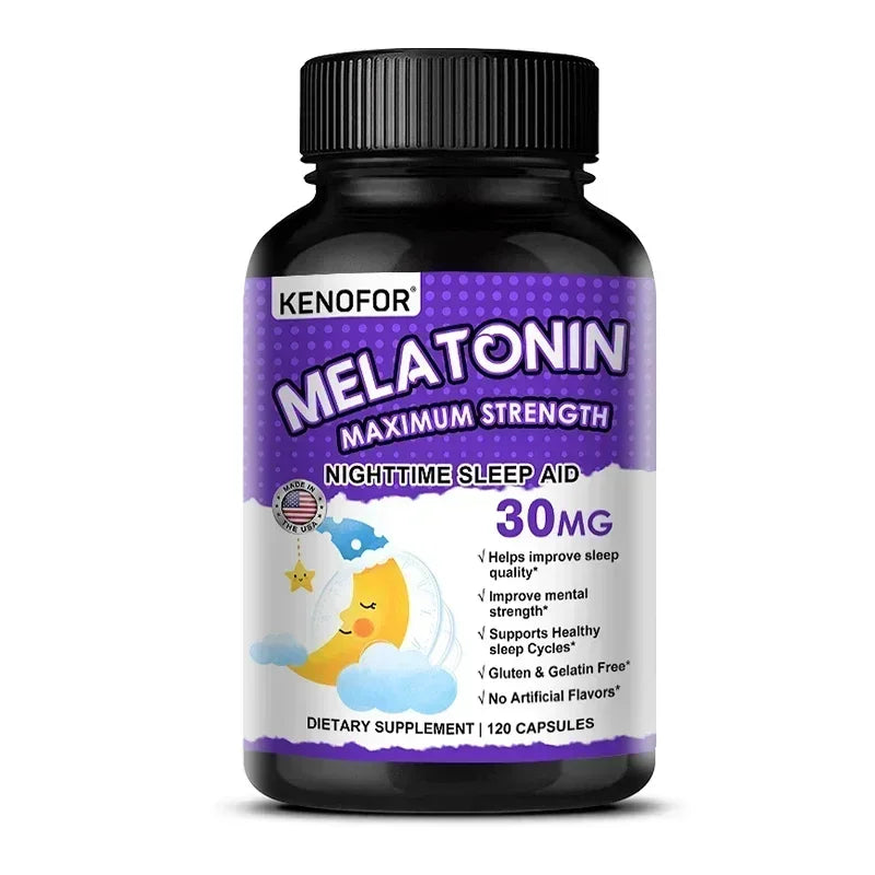 Melatonin Capsules 30mg - Promote Falling Asleep Quickly, Calm The Mind, Natural Sleep Aid Supplement