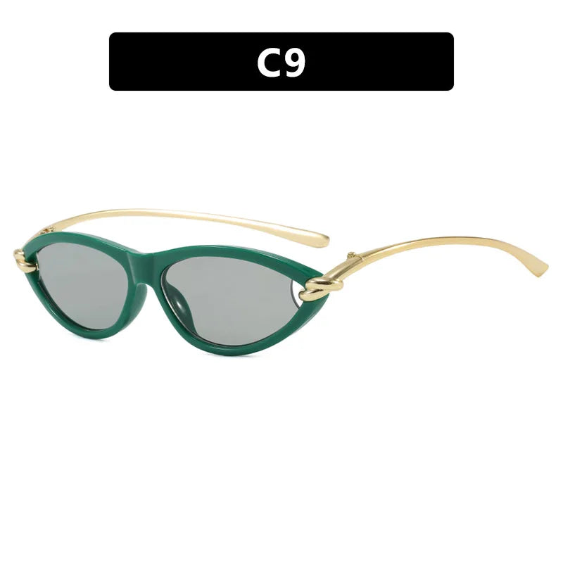 New Personalized Cat-eye Knots Sunglasses Metal UV400 Protection Stage Performances Walk The Show Unisex Shades Glasses