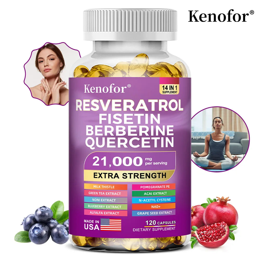 Resveratrol NAD Grape Seed and Berberine Capsules, Improve Immunity, Antioxidants, Cardiovascular Health, Promotes Smooth Skin