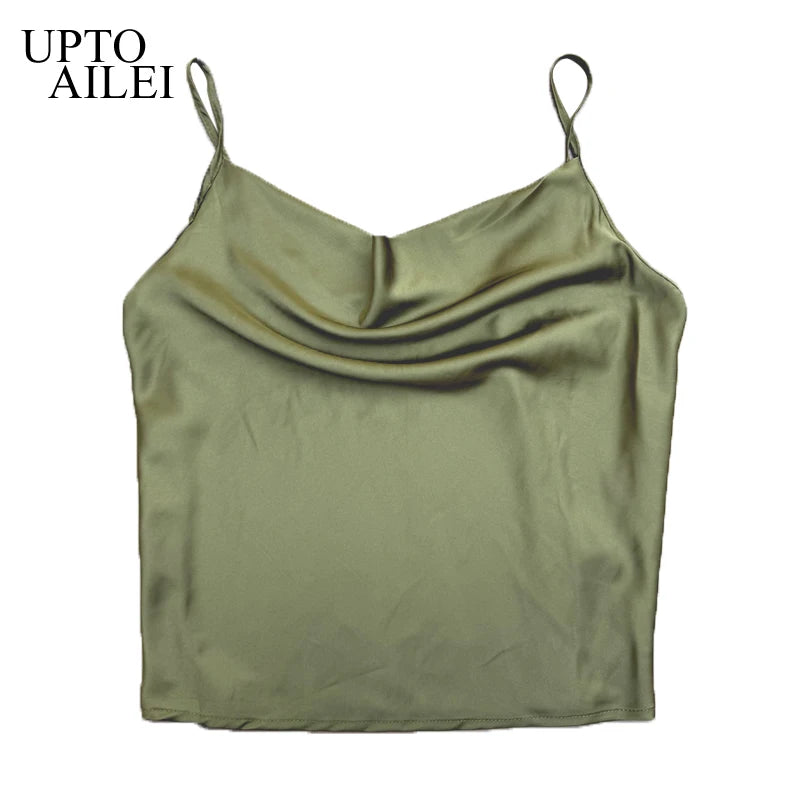 2026 White Women Silk-Like Satin Tops Stye New Collect Summer Sexy Tank For Ladies Strappy Camisole T-Shirts Grunge Femme Clothe