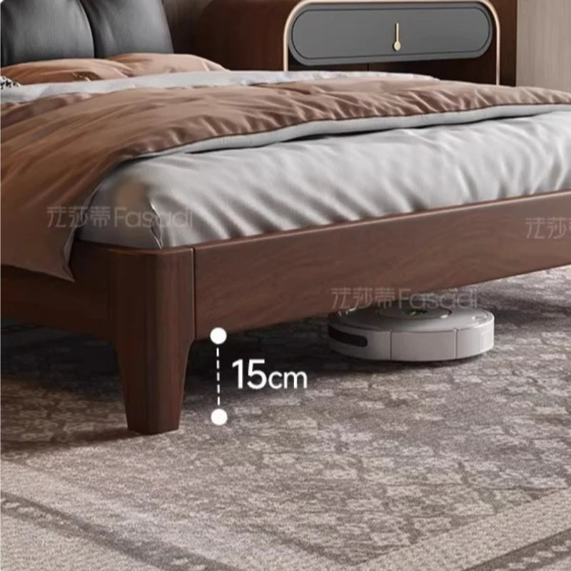 Black Headboard Double Bed Aesthetic Frame Full Wooden Luxury Modern Double Beds Floor Adult Queen Size Bedroom Furniture Sets