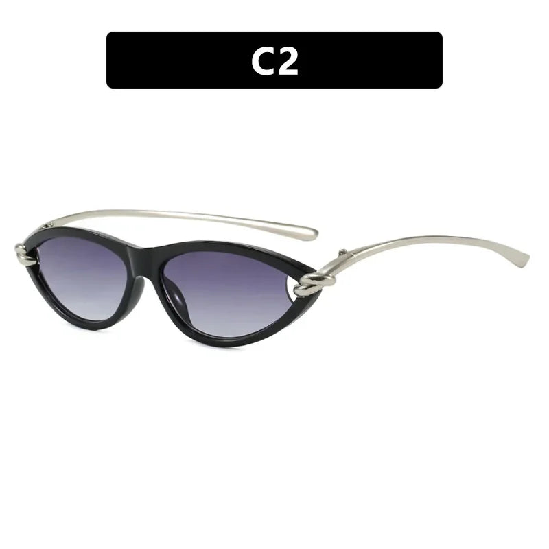 New Personalized Cat-eye Knots Sunglasses Metal UV400 Protection Stage Performances Walk The Show Unisex Shades Glasses