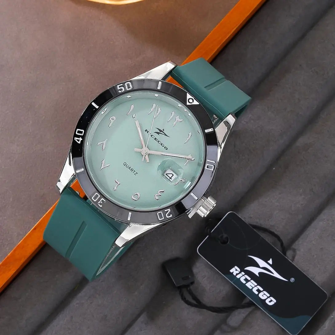 Fashionable, sporty, minimalist, business wristwatch with quartz movement, large dial paired with three-dimensional graduations,