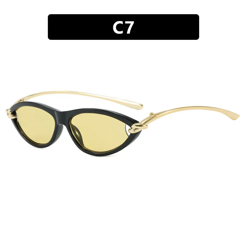 New Personalized Cat-eye Knots Sunglasses Metal UV400 Protection Stage Performances Walk The Show Unisex Shades Glasses