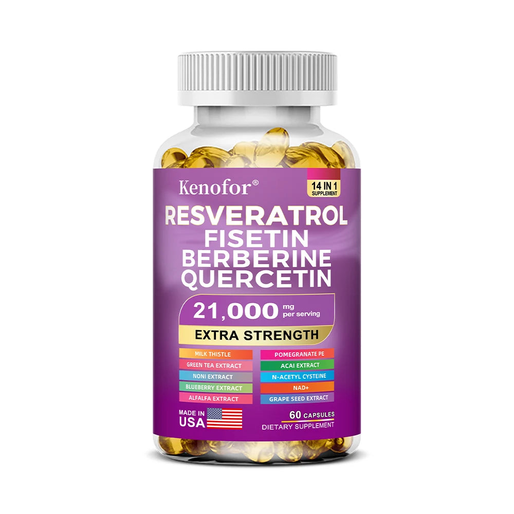 Resveratrol NAD Grape Seed and Berberine Capsules, Improve Immunity, Antioxidants, Cardiovascular Health, Promotes Smooth Skin