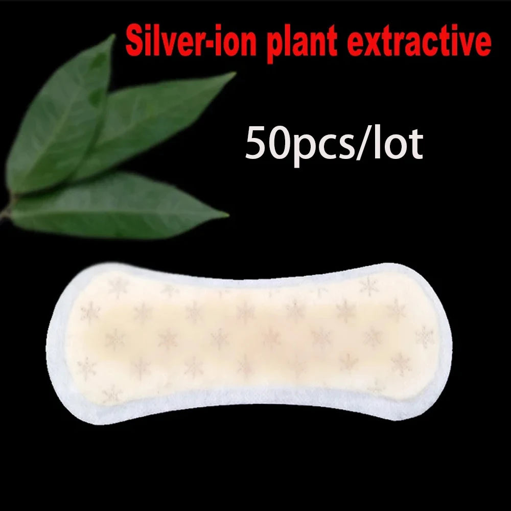 50pcs Chinese Herbal Gynecological Pads Medicine Tampons Vaginal Infection Silver-ion Gynecol Cure Care Medicated Sanitary Pads