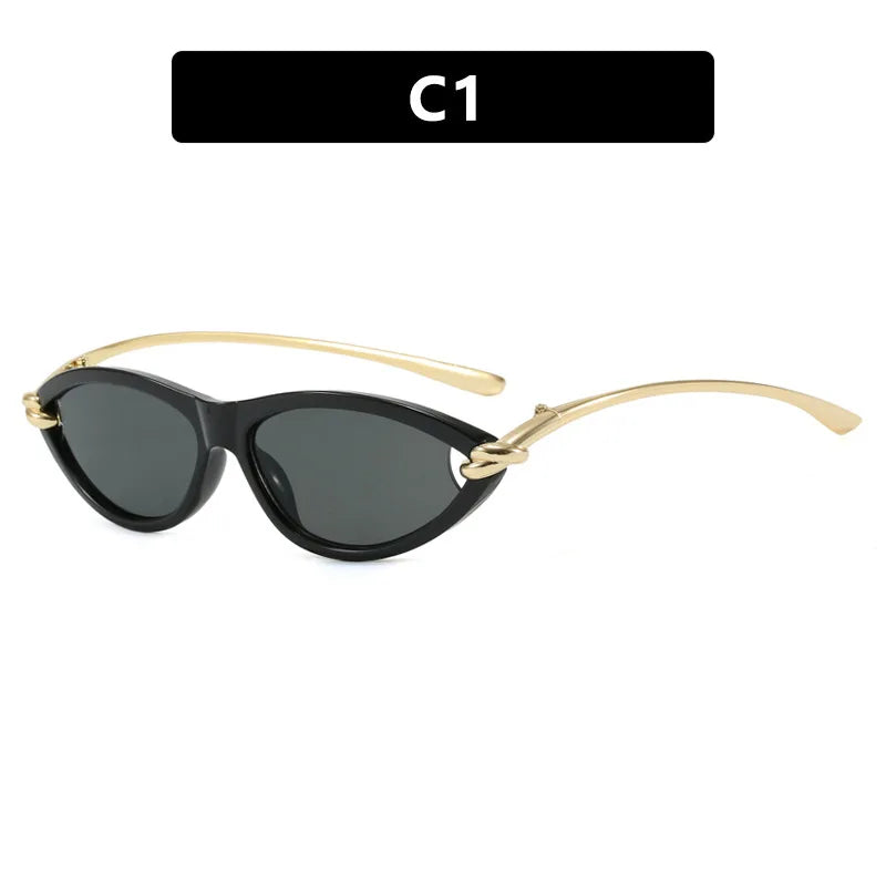 New Personalized Cat-eye Knots Sunglasses Metal UV400 Protection Stage Performances Walk The Show Unisex Shades Glasses