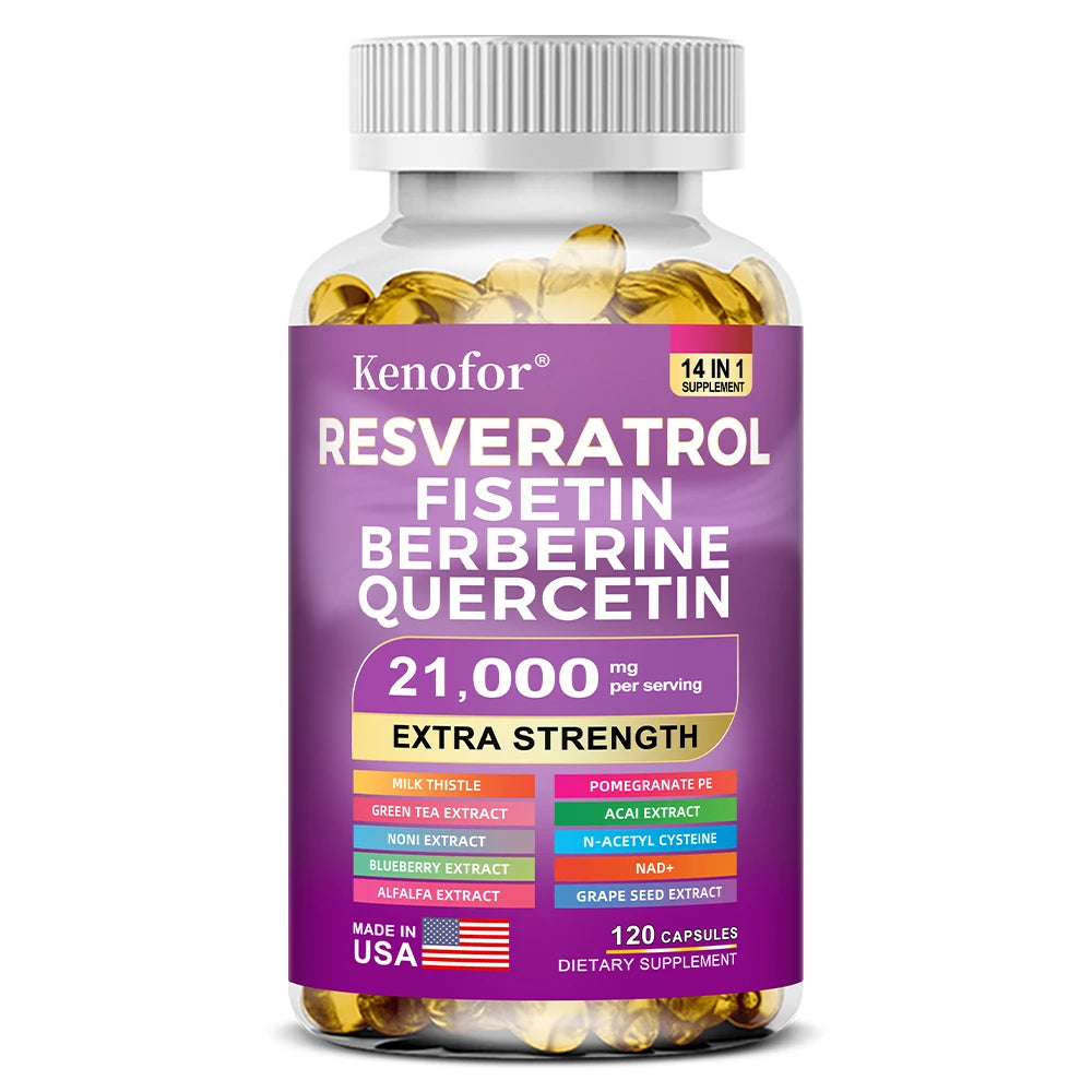 Resveratrol NAD Grape Seed and Berberine Capsules, Improve Immunity, Antioxidants, Cardiovascular Health, Promotes Smooth Skin