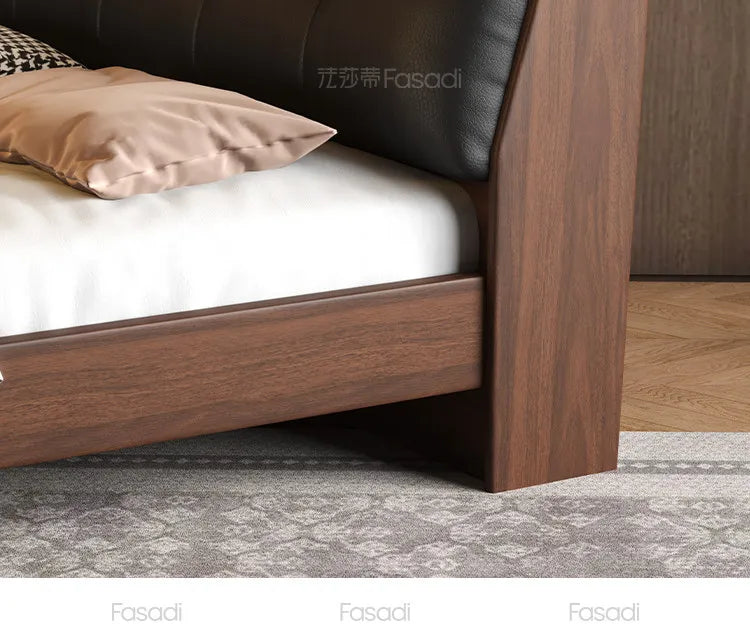 Black Headboard Double Bed Aesthetic Frame Full Wooden Luxury Modern Double Beds Floor Adult Queen Size Bedroom Furniture Sets