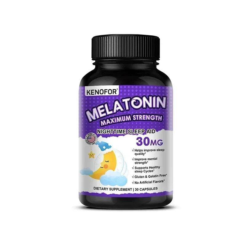 Melatonin Capsules 30mg - Promote Falling Asleep Quickly, Calm The Mind, Natural Sleep Aid Supplement